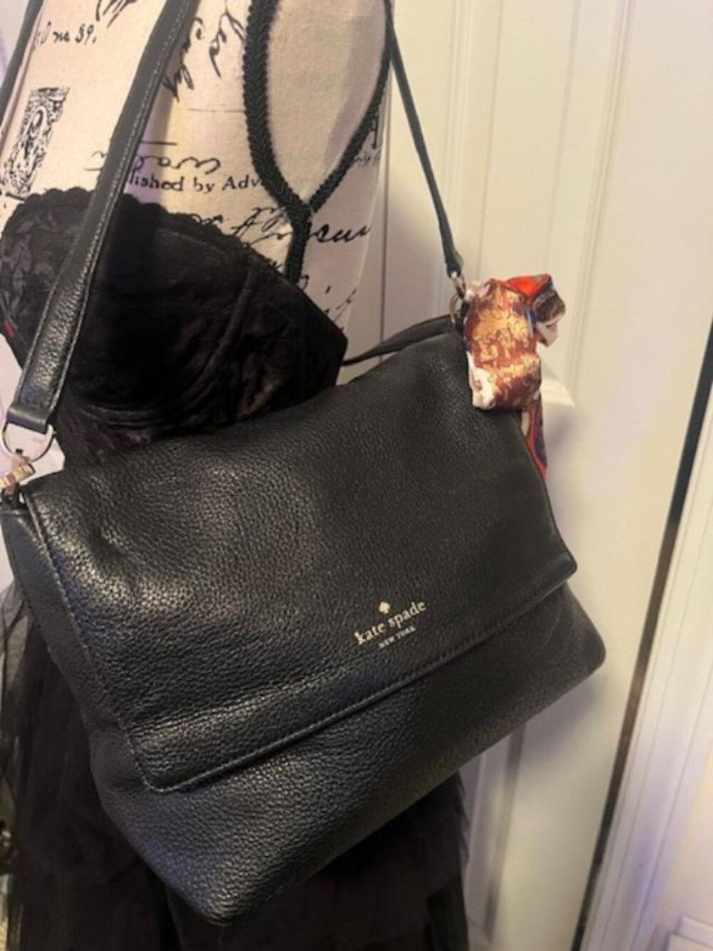 Kate Spade Black Pebble Leather Crossbody Shoulder Bag - Picture 2 of 11
